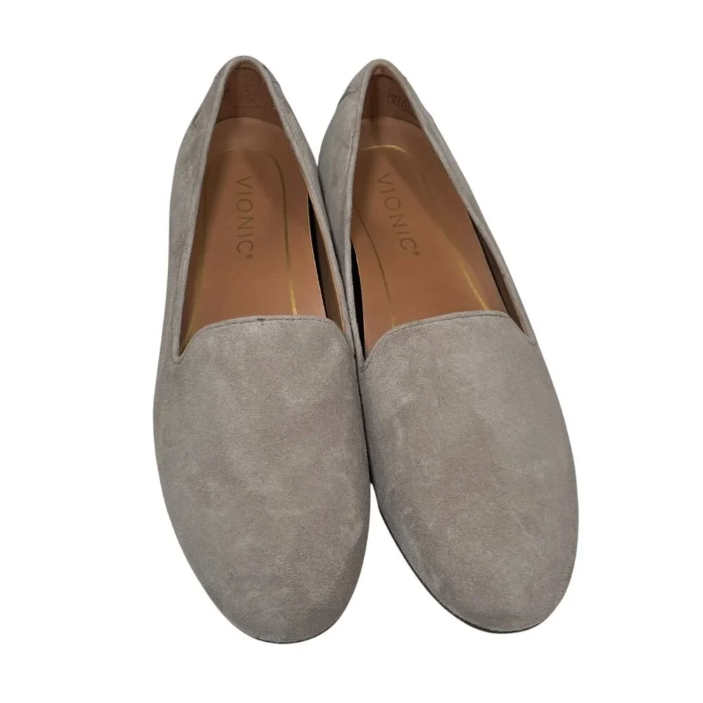 Vionic Willa Slip on Flat Gray/Taupe Suede‎ size 6 New $130